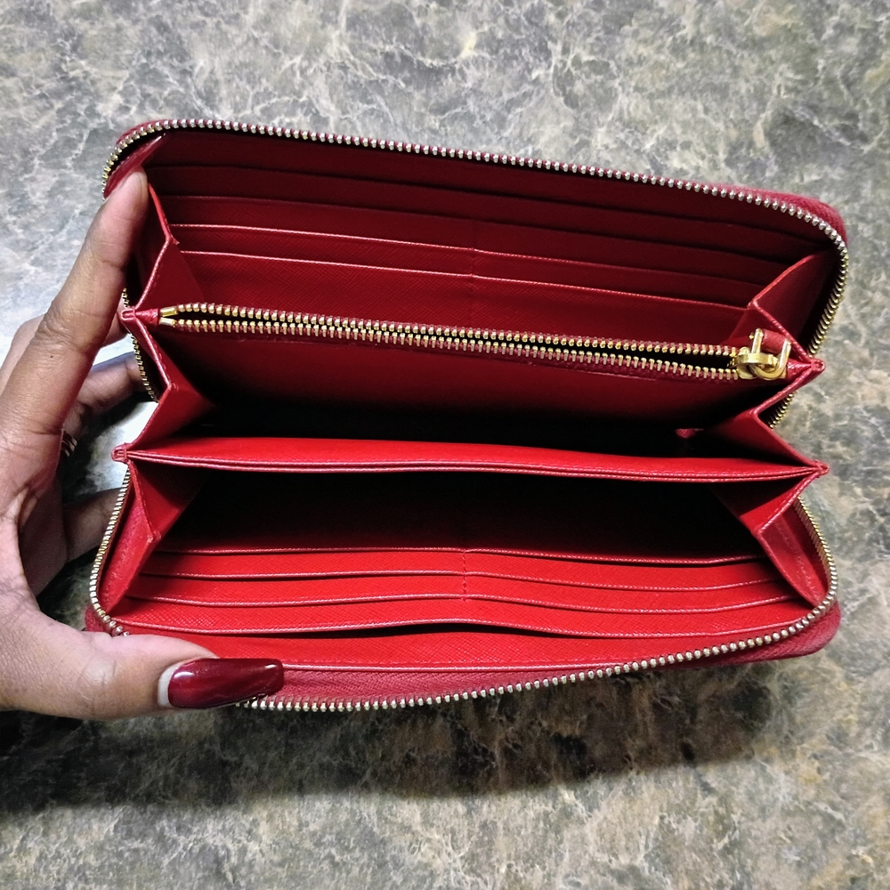 Prada Saffiano Leather Red Zip Long Wallet! EUC – The Ultimate Power Wallet! - Picture 7 of 9